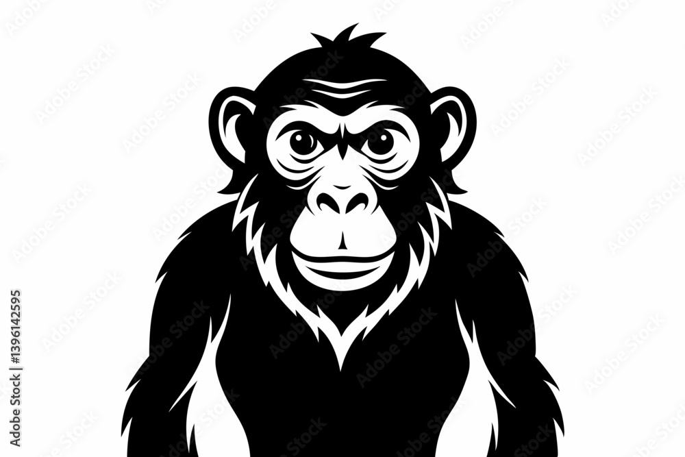 Obraz premium chimpanzee silhouette line art vector illustration