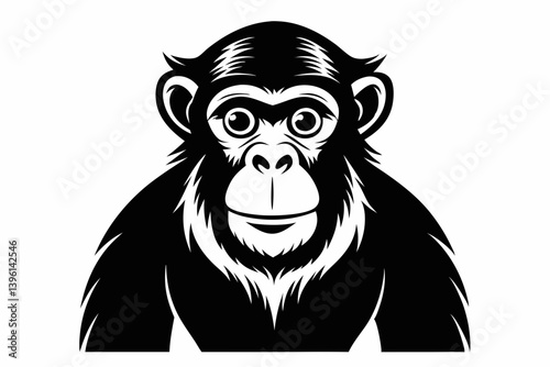 chimpanzee silhouette line art vector illustration