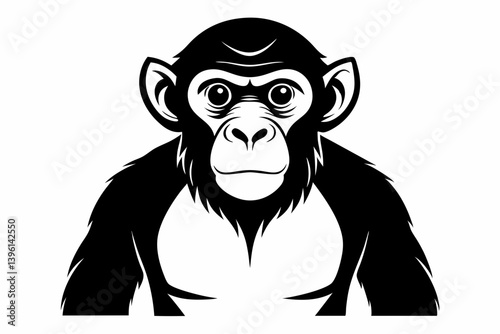 chimpanzee silhouette line art vector illustration