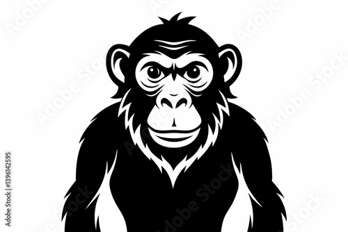 chimpanzee silhouette line art vector illustration