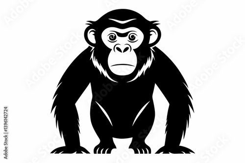 chimpanzee silhouette line art vector illustration