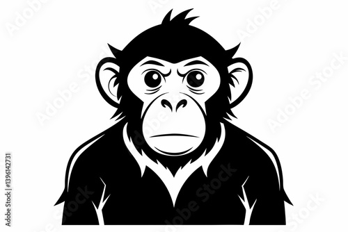 chimpanzee silhouette line art vector illustration
