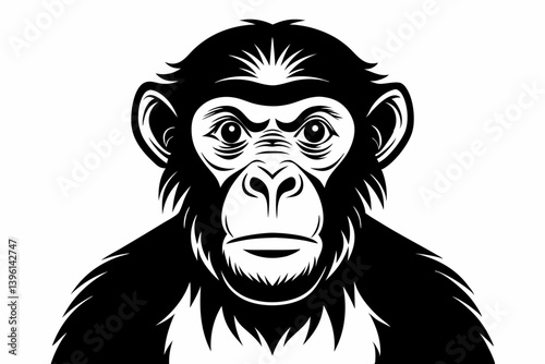 chimpanzee silhouette line art vector illustration