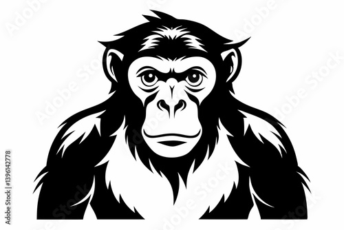 chimpanzee silhouette line art vector illustration