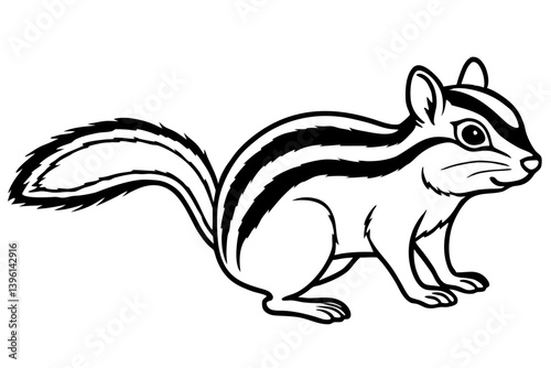 chipmunk silhouette line art vector illustration