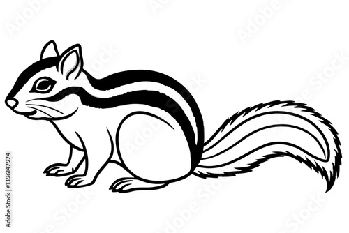 chipmunk silhouette line art vector illustration