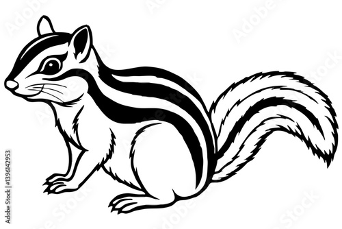 chipmunk silhouette line art vector illustration