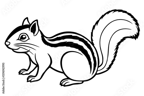 chipmunk silhouette line art vector illustration