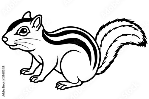 chipmunk silhouette line art vector illustration