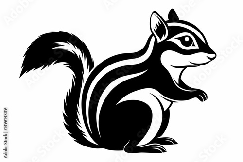 chipmunk silhouette line art vector illustration