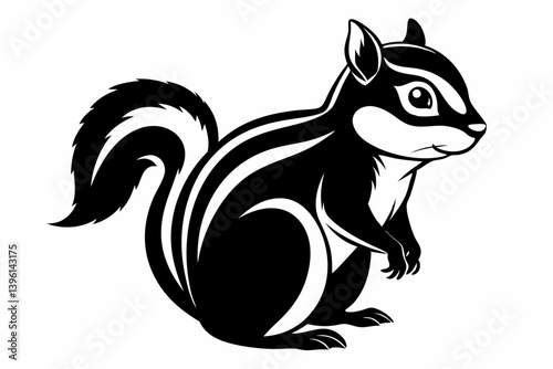 chipmunk silhouette line art vector illustration