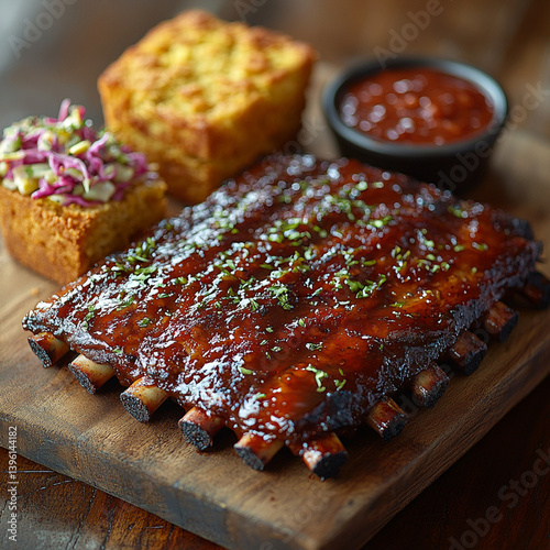 A plate featuring grilled chicken and pork, a delicious meat-focused meal photo