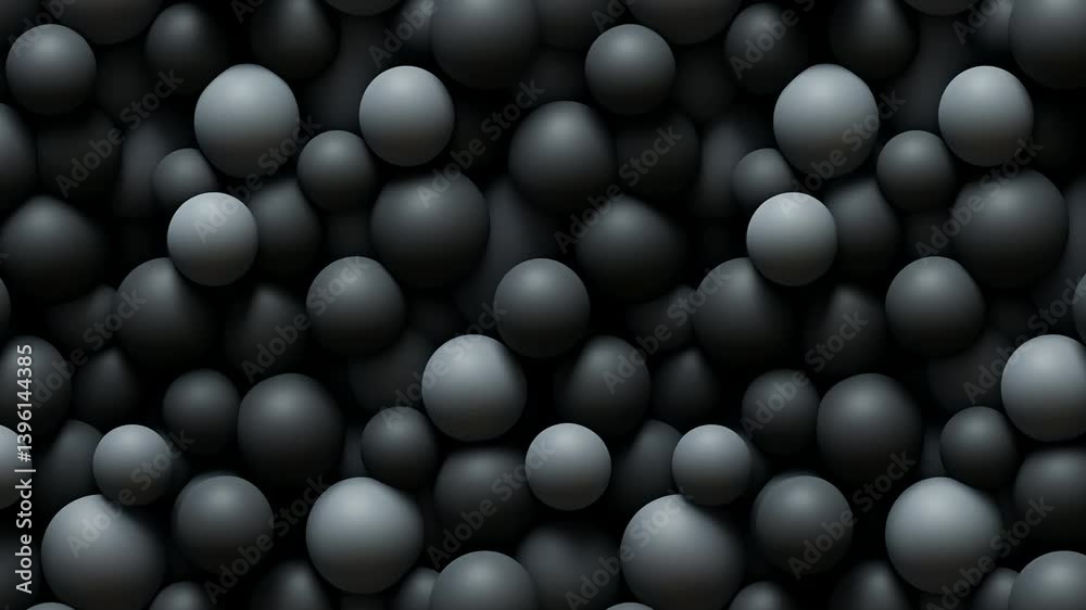 Dark-toned floating spheres with soft highlights in an endless loop. Dark-toned floating spheres with soft highlights in an endless loop.