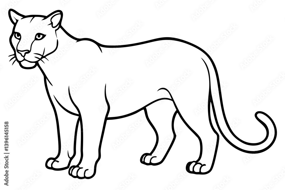cougar silhouette line art vector illustration cougar silhouette line art vector illustration