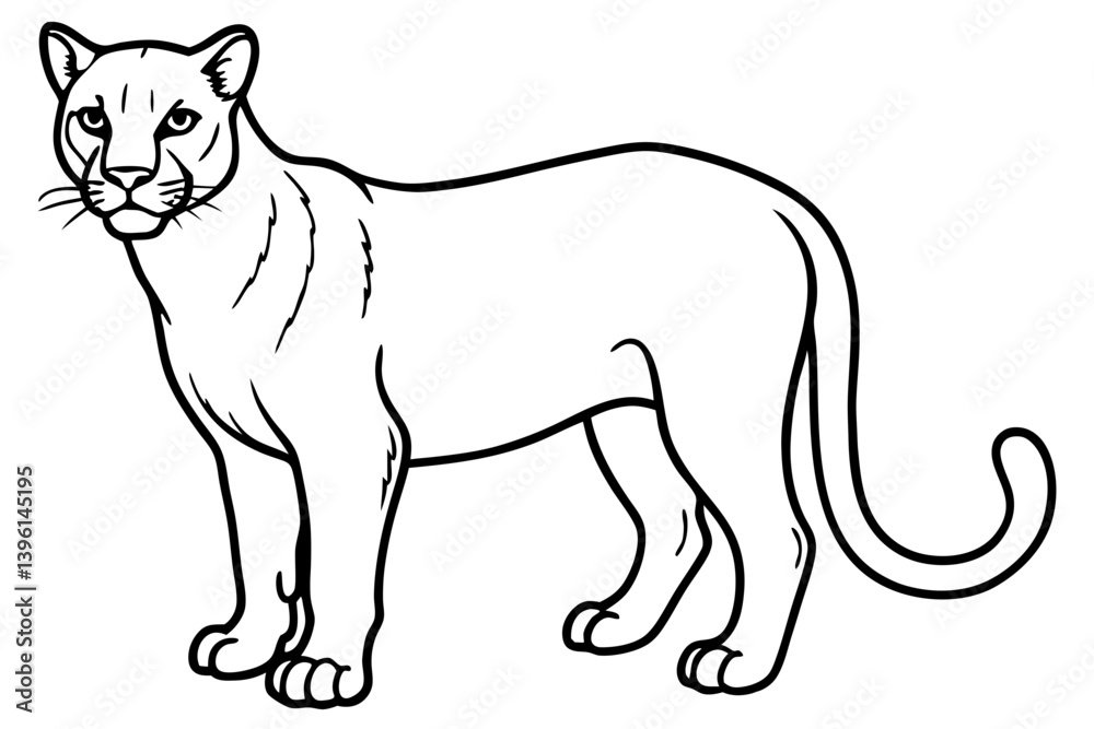 Fototapeta premium cougar silhouette line art vector illustration