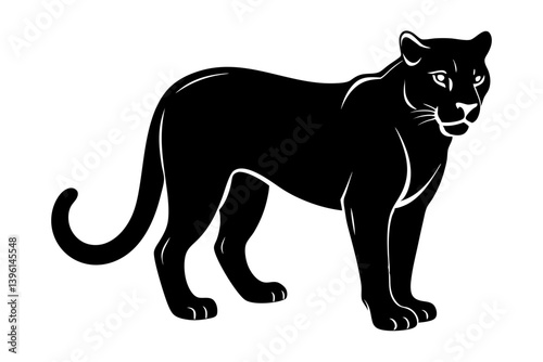 cougar silhouette line art vector illustration