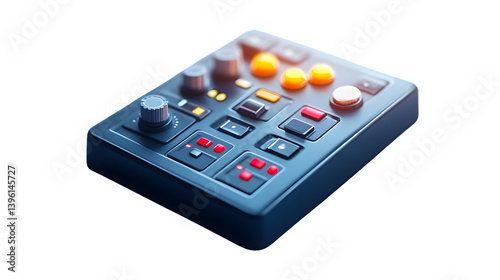 Control Panel with Illuminated Buttons and Knobs for Technical Equipment