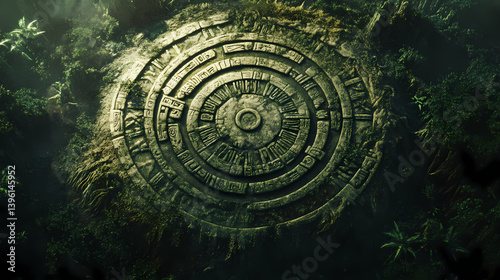 Ancient mayan circle mysterious crop circle eerie landscape strange symbols mysterious markings unexplained phenomenon crop circle enigma puzzle. Enigma Markings. Illustration