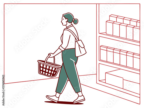 young woman purchasing groceries
