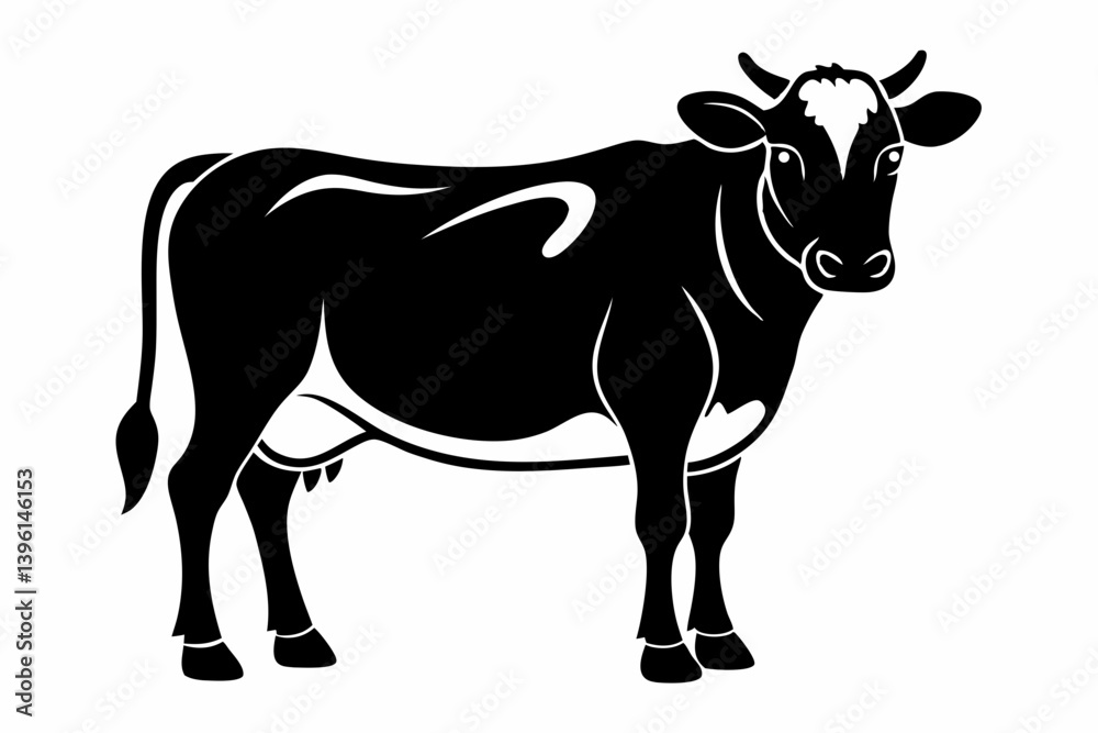 Fototapeta premium cow silhouette line art vector illustration