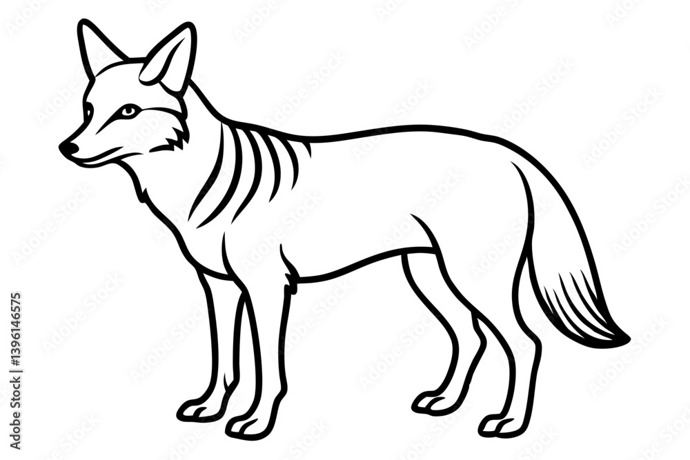 coyote silhouette line art vector illustration