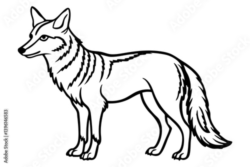 coyote silhouette line art vector illustration