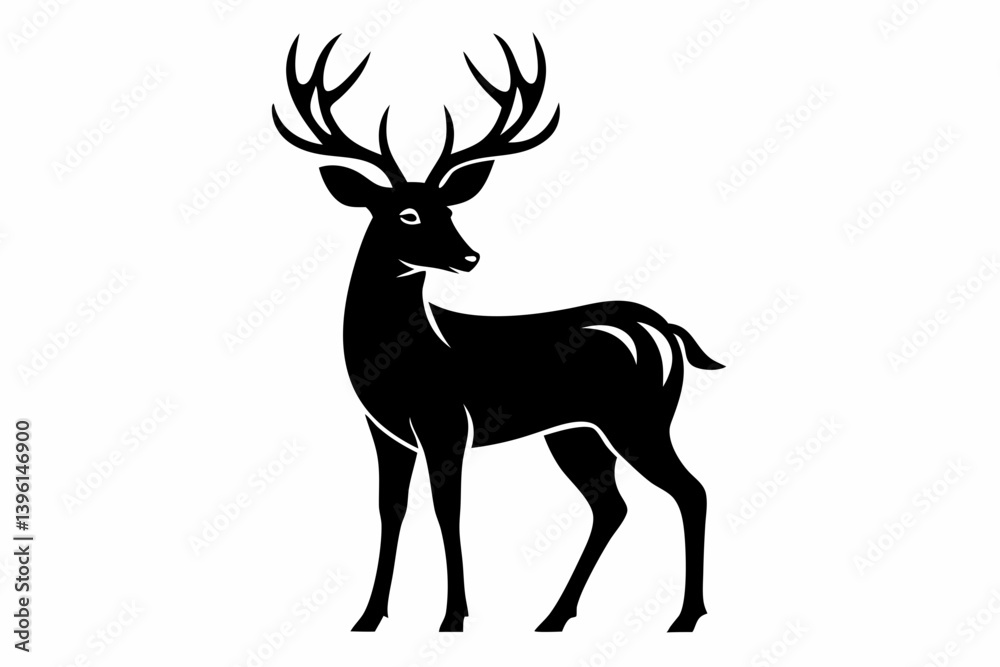 Fototapeta premium deer silhouette line art vector illustration