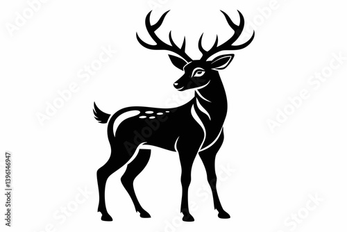 deer silhouette line art vector illustration