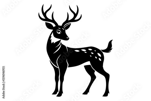 deer silhouette line art vector illustration