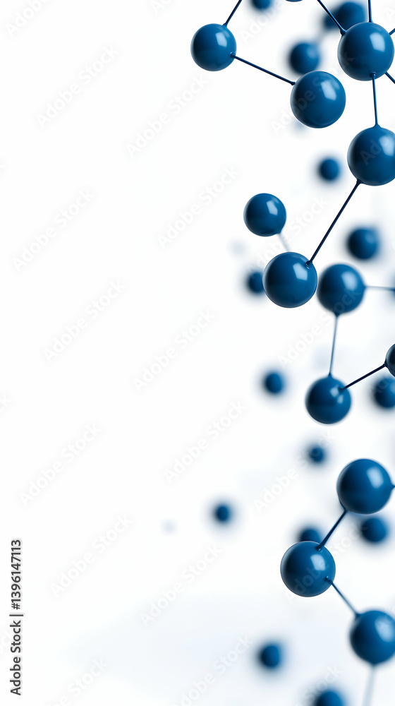 Abstract 3D Rendering of Blue Molecular Structure on White Background Abstract 3D Rendering of Blue Molecular Structure on White Background