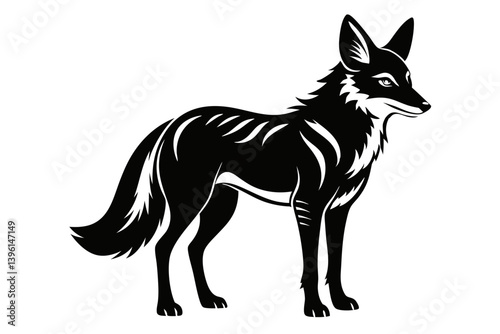 Canvas Print dhole silhouette line art vector illustration