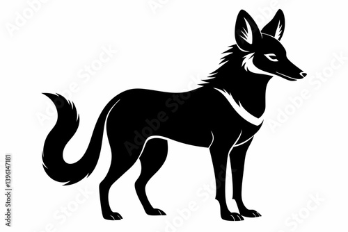 Canvas Print dhole silhouette line art vector illustration