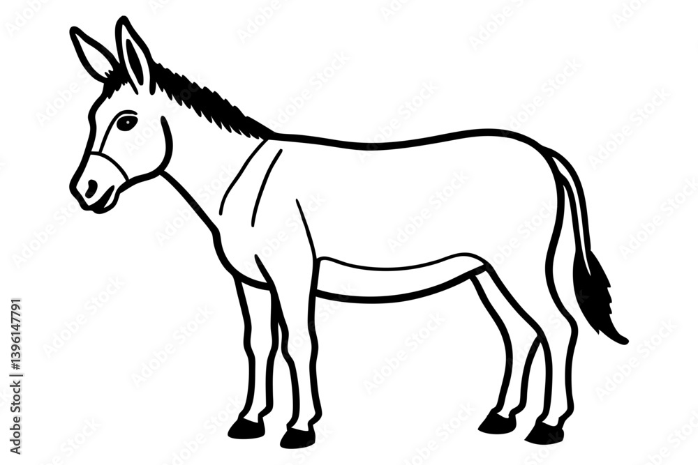 donkey silhouette line art vector illustration donkey silhouette line art vector illustration