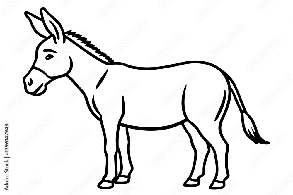donkey silhouette line art vector illustration donkey silhouette line art vector illustration