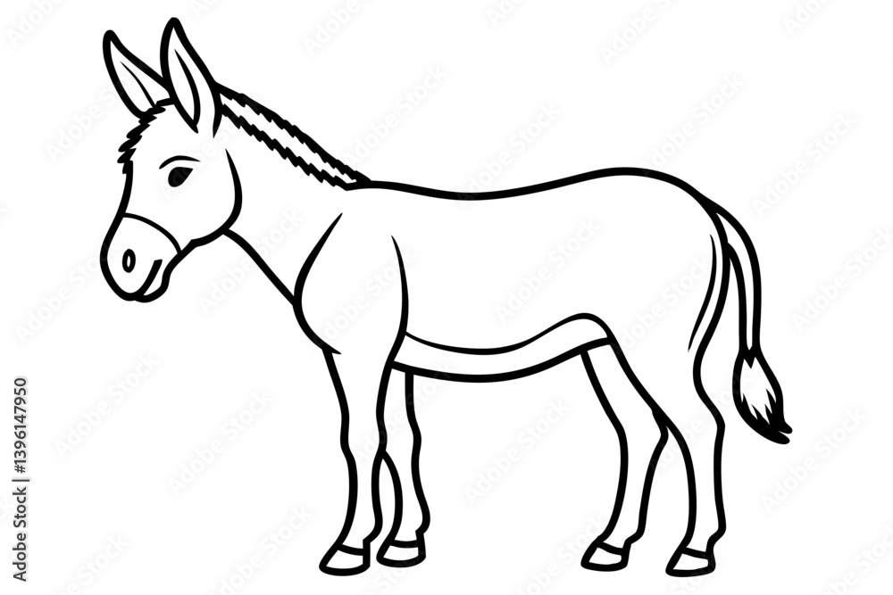 donkey silhouette line art vector illustration donkey silhouette line art vector illustration