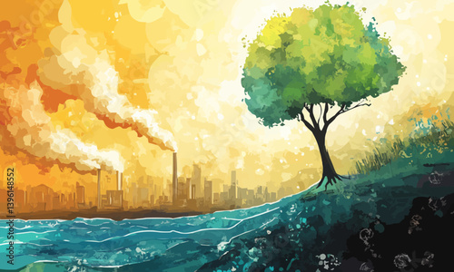 Climate change, conceptual illustration