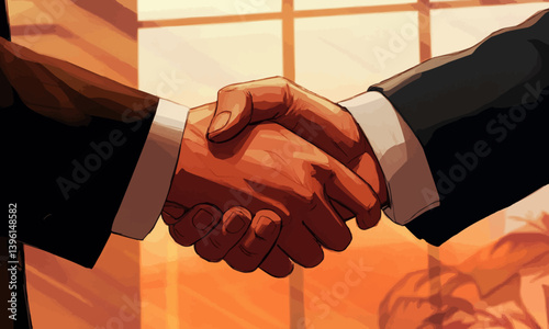 Close up of handshake in the office