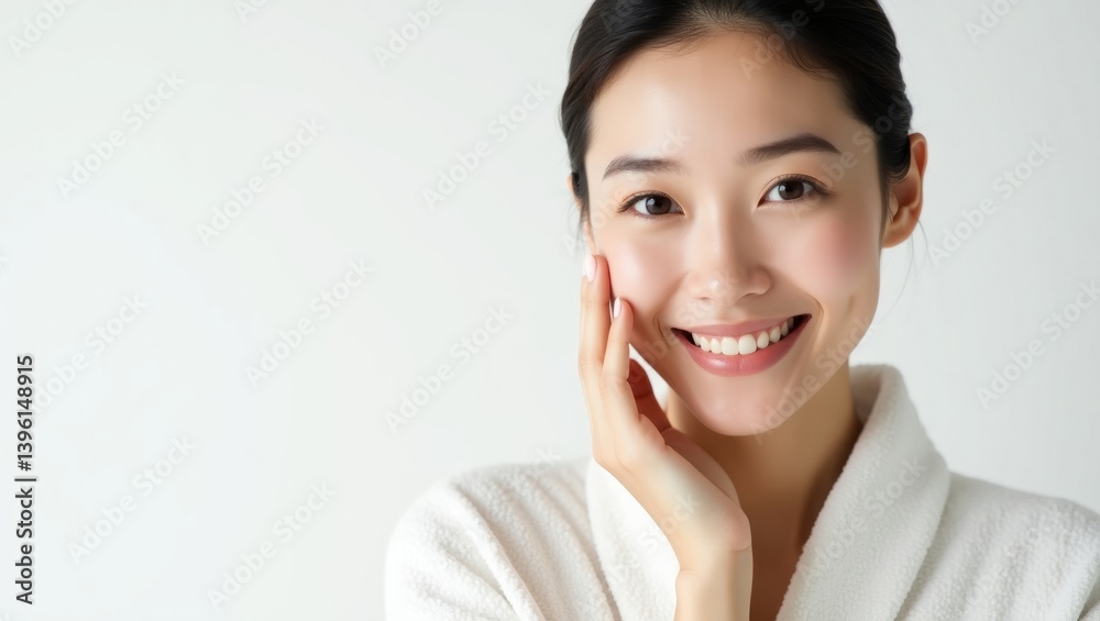 Close-Up Portrait of Beautiful Asian Woman with Radiant Skin and Natural Makeup Close-Up Portrait of Beautiful Asian Woman with Radiant Skin and Natural Makeup