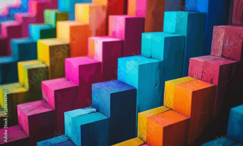 Colorful business growth and success concept with graphs and charts