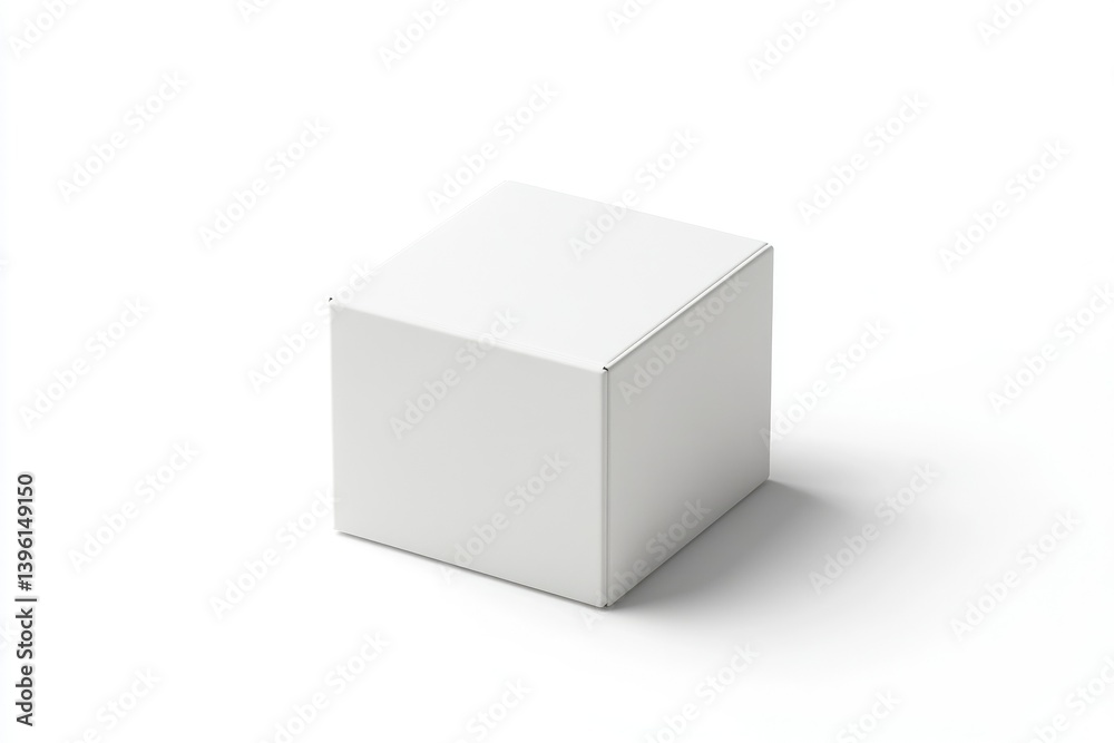 Isolated White Cube Box Mockup on White Background for Product Packaging Isolated White Cube Box Mockup on White Background for Product Packaging