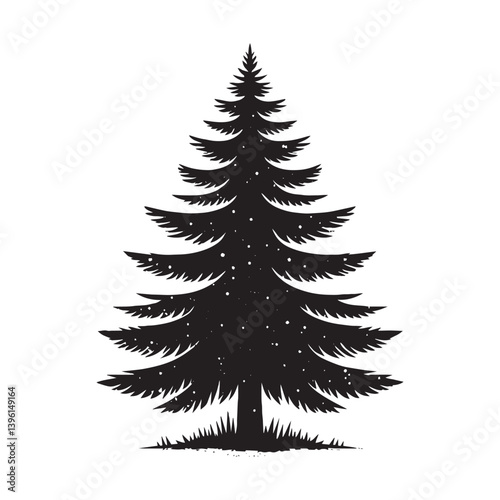 Fir Tree Vector Silhouette, Elegant Evergreen Tree Outline, Nature-Inspired Clipart for Wall Art, Logos, Stickers, Apparel, Digital Prints, Crafts, Posters, and Home Decor.