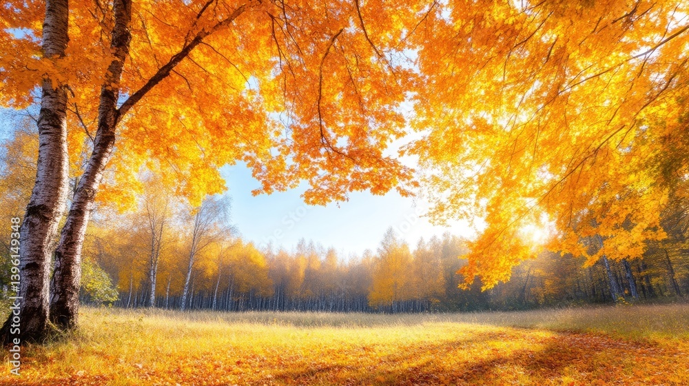 Fototapeta premium Autumn forest scene