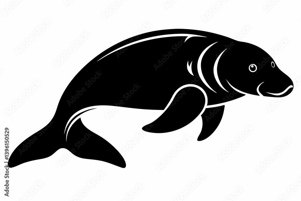 dugong silhouette line art vector illustration dugong silhouette line art vector illustration