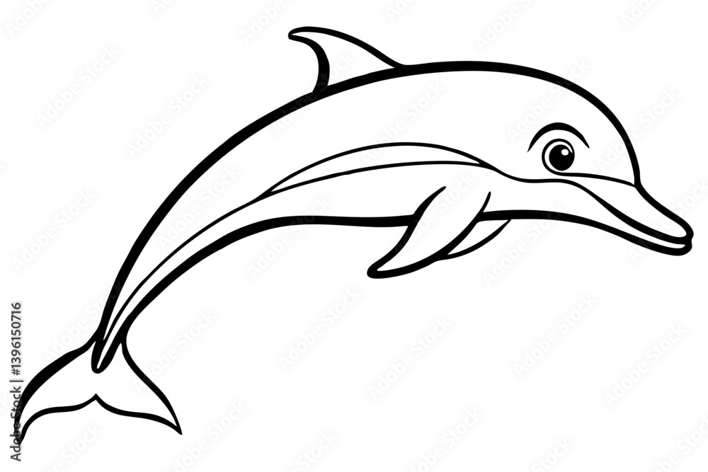 Naklejka premium dusky dolphin silhouette line art vector illustration