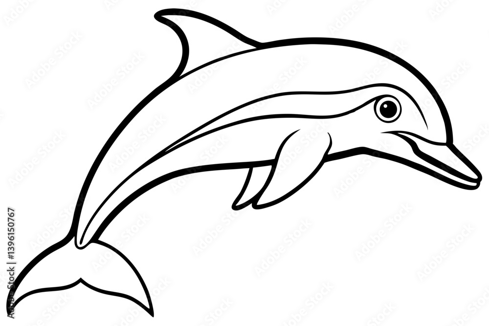 Fototapeta premium dusky dolphin silhouette line art vector illustration