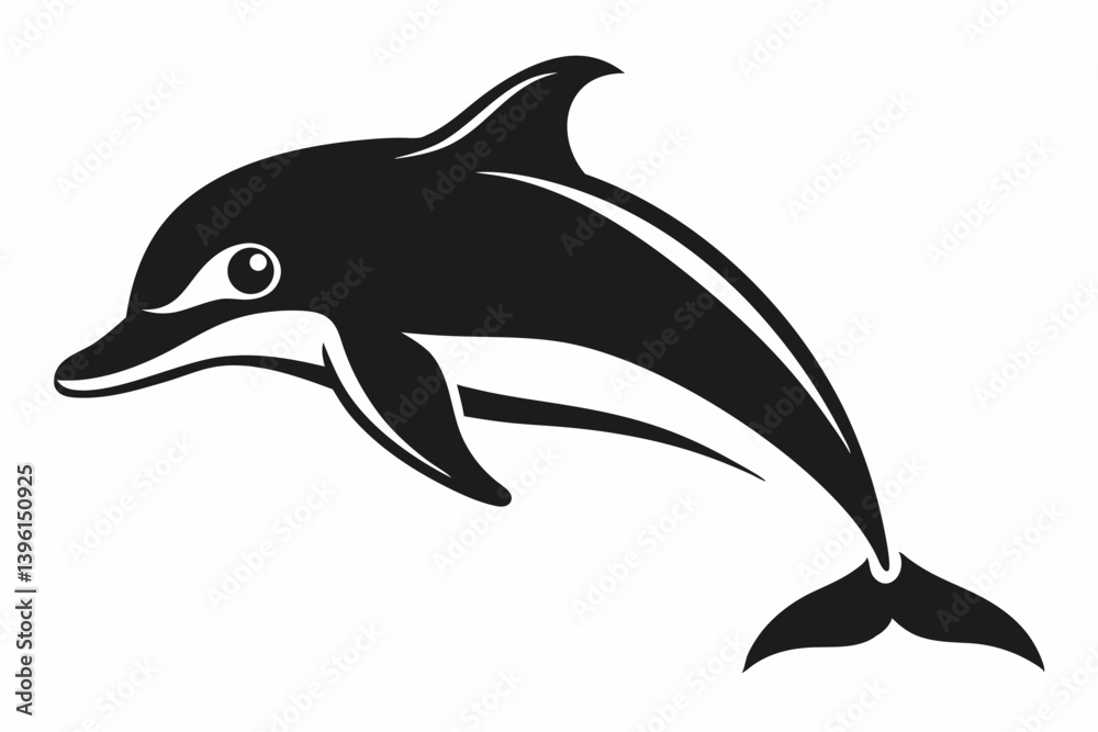 dusky dolphin silhouette line art vector illustration