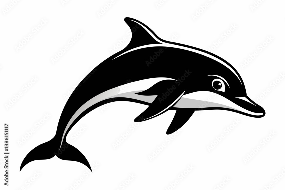 Fototapeta premium dusky dolphin silhouette line art vector illustration