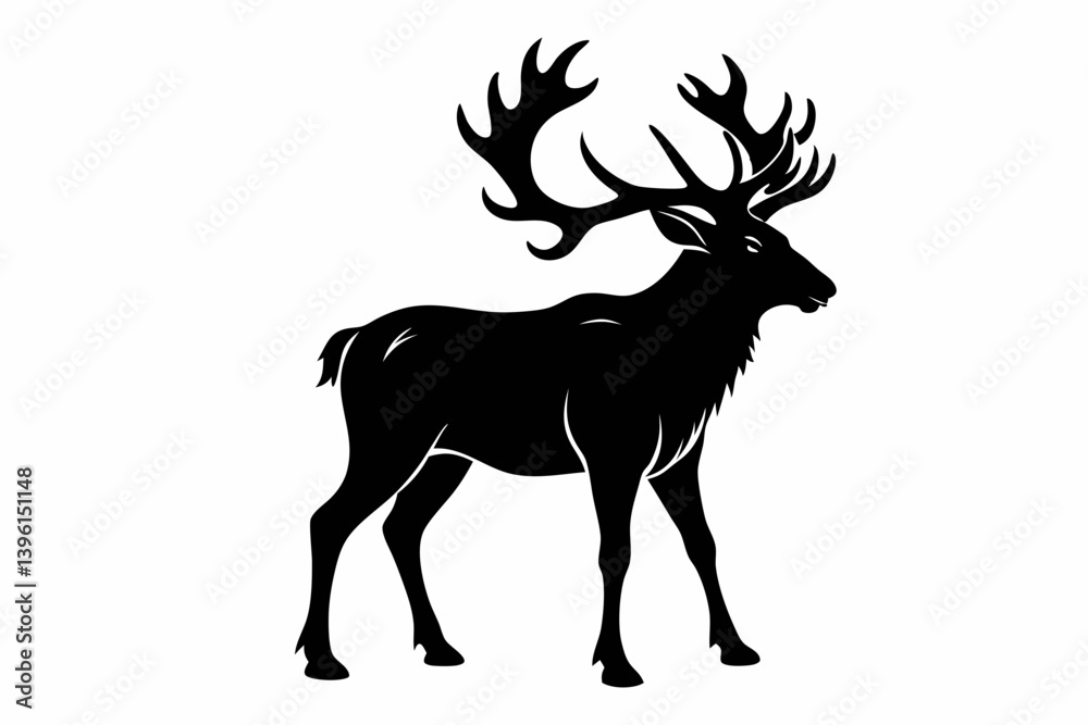 elk silhouette line art vector illustration