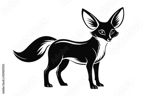 fennec fox silhouette line art vector illustration
