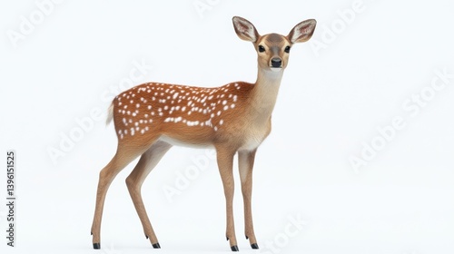 Wallpaper Mural Spotted fawn standing, white background, wildlife illustration, nature Torontodigital.ca